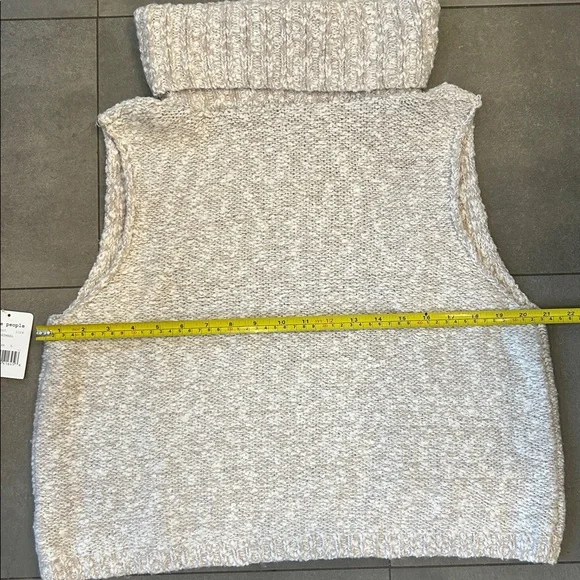 Free People Exaggerated Turtle Neck Sleeveless Sweater in Oatmeal - Picture 3 of 8